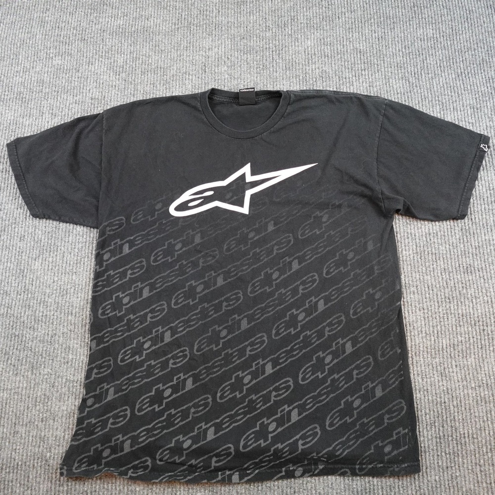 Vintage Alpinestars Shirt Mens XL Black Logo Motorcycle Racing Motocross Tee